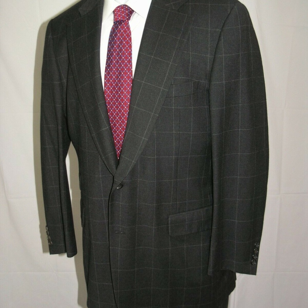 Paul Stuart Gray Windowpane Flannel Weight Super … - image 6